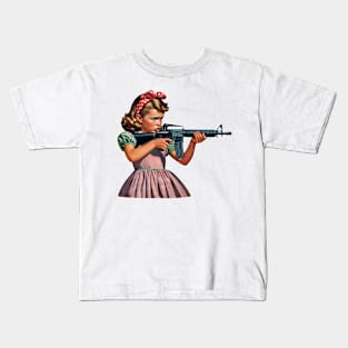 The Little Girl and a Toy Gun Kids T-Shirt